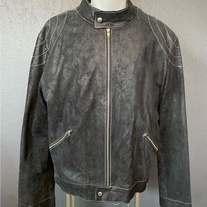 Men's leather casual jacket, XXL, (European cut), vintage, worn once.